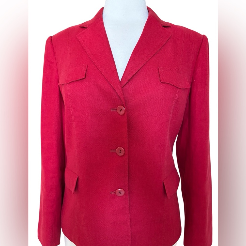 Talbots Red Linen Blazer - Picture 2 of 16